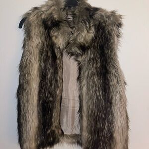 Faux Fur Vest in Brown and Black
